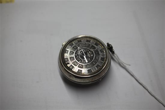 An early 18th century silver pair cased keywind verge pocket watch by Peter? Harvey, Brantree, a.f.